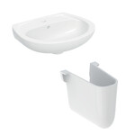 Umywalka Idol 50 cm (B), 17.5 cm (H), 41 cm (T), z otworem na baterię, z przelewem Półpostument Rekord